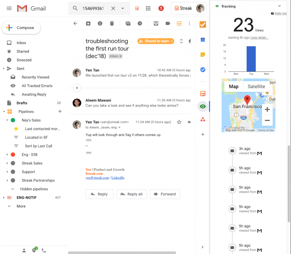 Streak, outil de link building, extension Chrome